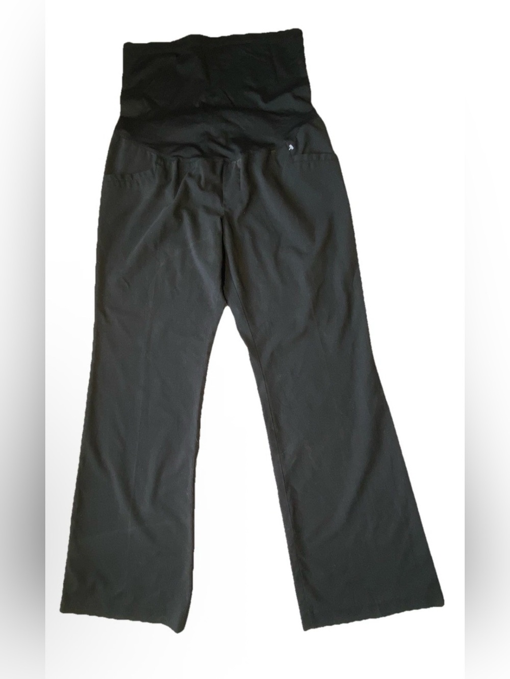 GOOD Womens Liz Lange Maternity Size 12 Black Boot Leg Pants Over The Tummy